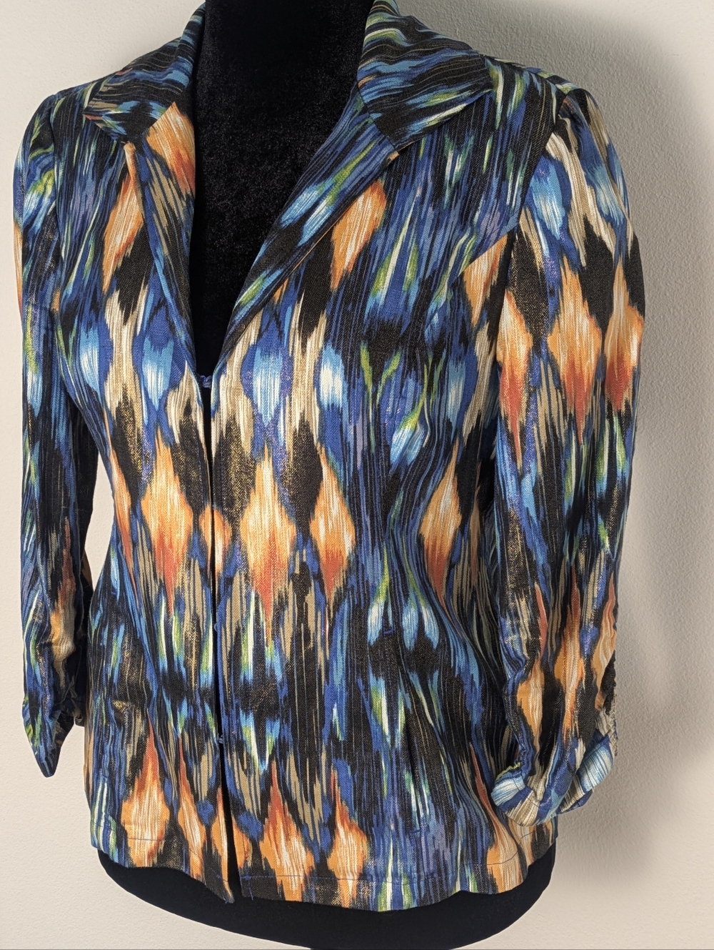 Chico's Women's Linen Blend 3/4 Sleeve Lightweight Jacket Colorful Chic SZ M EUC - Picture 2 of 9